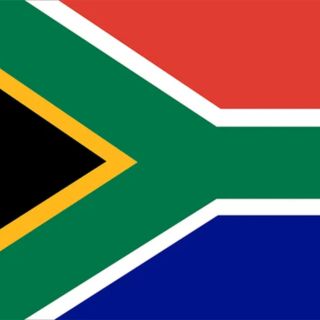 Flag of South Africa featuring green, black, yellow, red, white and blue horizontal design.